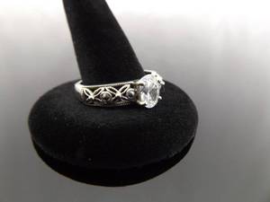 lot 77 image: .925 Sterling Silver Zirconia Solitaire Ring Size 10.25