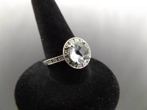 lot 79 image: .925 Sterling Silver Diamond Accented Zirconia Ring Size 6.25