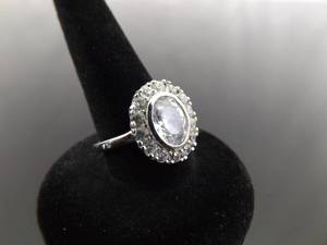 lot 80 image: .925 Sterling Silver Zirconia Ring Size 6