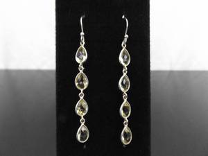 lot 97 image: .925 Sterling Silver Peridot Crystal Dangle Hook Earrings