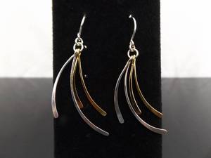 lot 100 image: .925 Sterling Silver As New Duo Toned Styled Dangle Hook Earrings