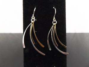 lot 100 image: .925 Sterling Silver As New Duo Toned Styled Dangle Hook Earrings