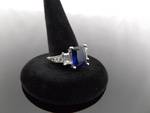 .925 Sterling Silver Sapphire Crystal Ring Size 8