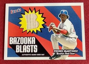 lot 38 image: 2005 Topps Bazooka Pedro Martinez Game-Used Bat Card