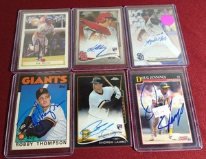 lot 43 image: (6) Autographed Baseball Cards