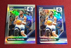 lot 112 image: (2) Optic Anthony Edwards Prizm Cards