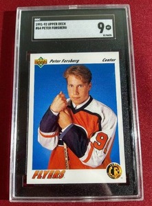 lot 121 image: 1991-92 Upper Deck Peter Forsberg Rookie Card - SGC 9