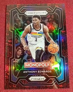 lot 166 image: Nice 2023-24 Prizm Monopoly Anthony Edwards Prizm Card