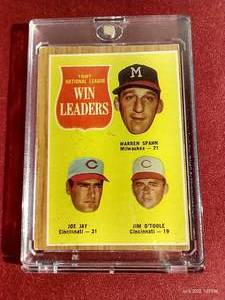 lot 168 image: 1962 Topps Warren Spahn Leaders Card