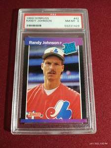lot 179 image: 1989 Donruss Randy Johnson Rookie Card - PSA 8