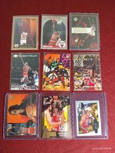 lot 222 image: (9) Michael Jordan Cards
