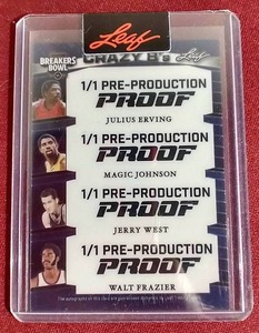 lot 237 image: Leaf Breakers Bowl 11 Pre-Production Proof - Julius ErvingMagic JohnsonJerry WestWalt Frazier