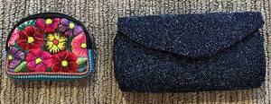 lot 108N image: LR - Beaded Clutch Purse and Embroidered Change Purse Set