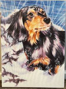 lot 118N image: DR - Dachshund In Snow Canvas by Barbara Keith