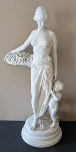 lot 6 image: UL - Damico Gossin Porcelain Sculpture - Woman with Basket of Flowers
