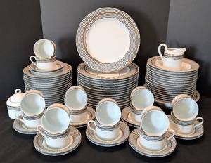lot 46A image: K - Mikasa Crossroads Ebony Dinnerware Set - Service for 16