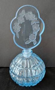 lot 49 image: K - Irice Blue Glass Perfume Bottle -