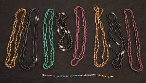 lot 57 image: K - Beaded Necklaces - Assorted Colors & Styles, Glass Round Bead Strands, Multi-Strand Lot