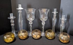 lot 60 image: DR - Crystal Glass Candleholders - Assorted Styles