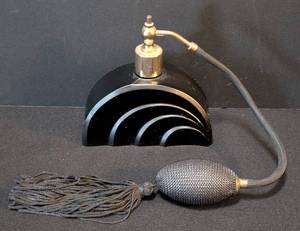 lot 63 image: K - Perfume Bottle - Austrian Black Crystal, Made in Austria