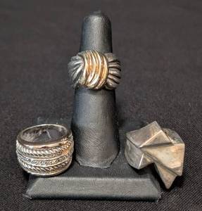 lot 64 image: K - (3) Sterling Silver Rings Size 6