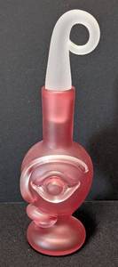 lot 105A image: K - Vintage Blow Zone Stourbridge Signed Art Glass Perfume Bottle Pink Frosted