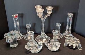lot 170 image: ML - Crystal Candleholders Assorted Set Includes 3-Arm Candelabra