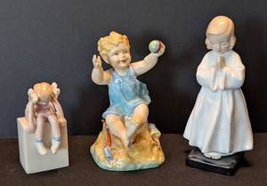 lot 203 image: K -Vintage Royal Doulton Bone China Bedtime Figurine HN 1978, Vintage Royal Worcester Sundays Child Figurine & Vintage Lenox Sitting Girl Figurine