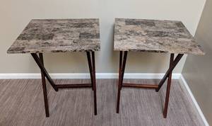 lot 210 image: UL - Pair of Faux Marble Folding Tables