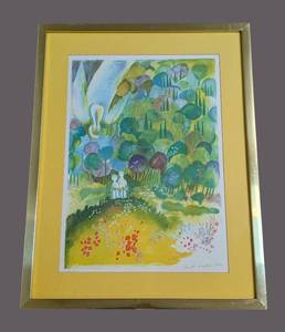 lot 214 image: UL - Ruth Zarfati Print - Framed Colorful Garden Scene