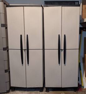 lot 216 image: G - Plastic Storage Cabinets - 26 x 17 x 67.5 in - Pair (Lot of 2)