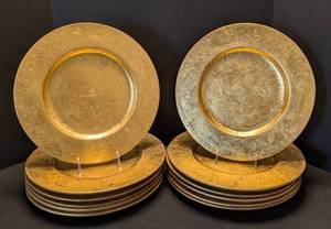 lot 224 image: ML - Set of 12 Italian Gold Charger Plates - 13.5 in Diameter