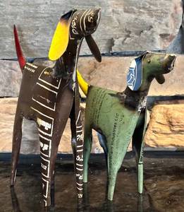 lot 77H image: FR - Pair of Recycled Metal Dog Sculptures