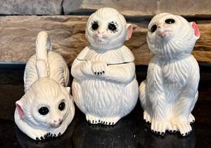 lot 79H image: FR - Vintage Mann Monkey Sugar Bowl and Figurine Set