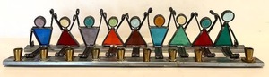 lot 89H image: FR - Stained Glass Childrens Celebration Menorah