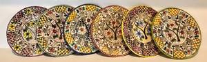 lot 92H image: FR - Set of 6 Cruz Family Spanish Hand Painted 6-Inch Pottery Plates