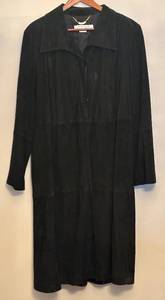 lot 141H image: SR - Marina Rinaldi Long Black Suede Jacket Size 25 Made in Spain