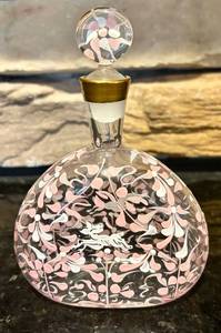 lot 152H image: LR - Murano Fetri 003 Hand-Painted Glass Decanter with Floral Design and Dog Motif