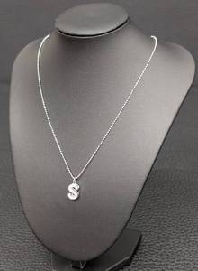 lot 289 image: Sterling Silver Letter S Necklace - Crystal-Studded Pendant, 16-inch Chain