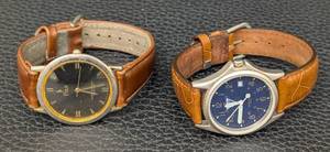 lot 290 image: Vintage Guess & Polo Mens Wristwatches - Pair, Leather Straps (2 Watches)