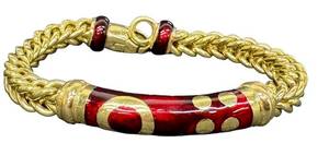 lot 7D image: Vintage UnoAErre18K Gold Bracelet - Red Enamel Inlay Italian Bracelet