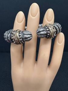 lot 27D image: Sterling Silver Beaded Disk Bracelet with Gold-Tone End Caps