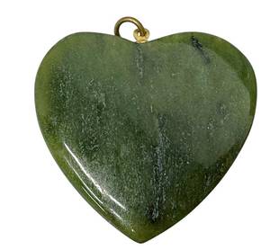 lot 34D image: Jade Heart Pendant 1.25 in Green Jade with Bail