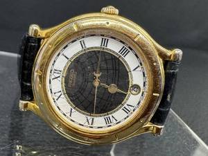 lot 40D image: Seiko Gold-Tone Quartz Wristwatch - White Roman Dial, Leather Strap