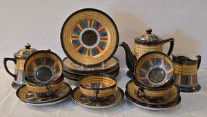 lot 171K image: LR - Vintage Japanese Nippon Era Hand-Painted 1000 Faces Dinner Plates, Cups and Saucers and More