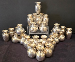 lot 186K image: LR - Twos Company Bud Vases - 3 Styles - Metal - Made in India