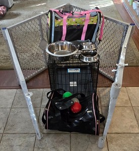 lot 189K image: LR - Precision Pet Kennel & Play Yard Set with Carriers, Bowls & Toys