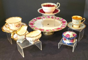lot 190K image: LR - Hammersley Lady Patricia Bone China Cake Plate  Cup & Saucer Sets, Sugar & Creamer - England
