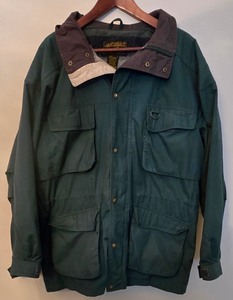 lot 239K image: LR - Eddie Bauer Outdoor Outfitters Parka - Green, Striped Fleece Lining, Mens Large