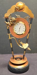 lot 242K image: LR - Parvenue Cupid Clock - Marble-Look Base